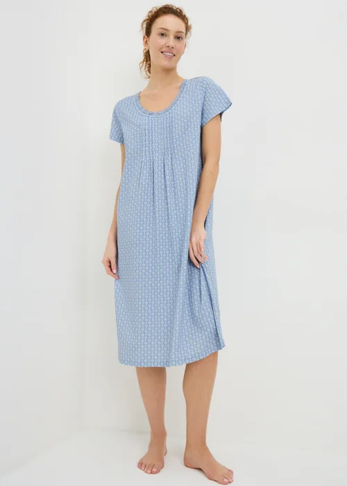 Blue Floral Lace Trim Nightie - Extra small Image 1
