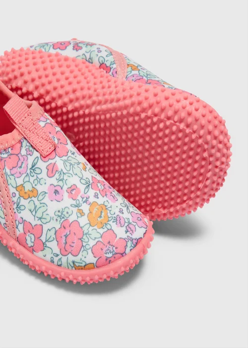 Girls Pink Floral Swim Shoes (Younger 4-12) - 12 Yrs Image 2