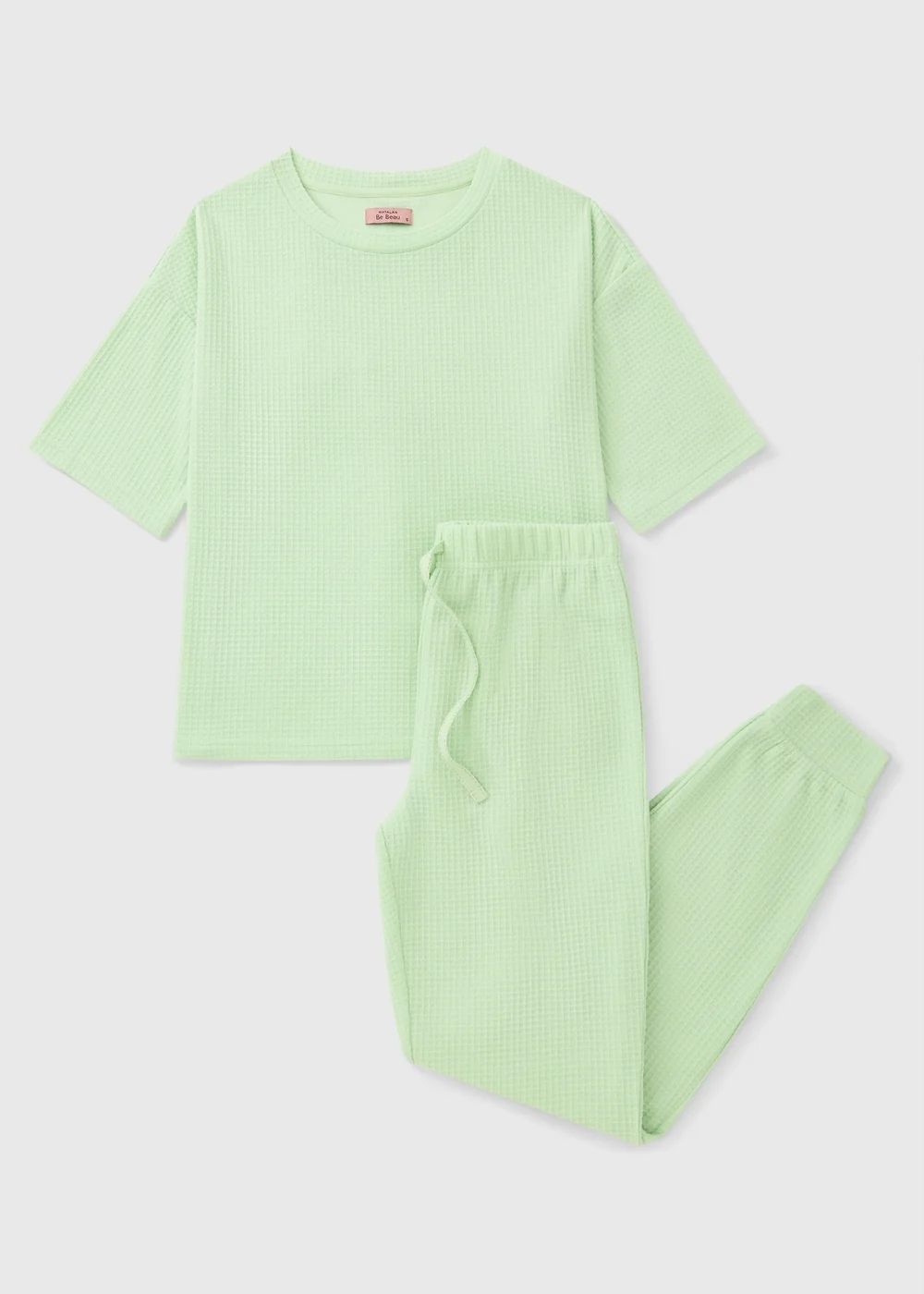 Sage Green Waffle Cuffed Leg Pyjama Set - Extra small Image 3