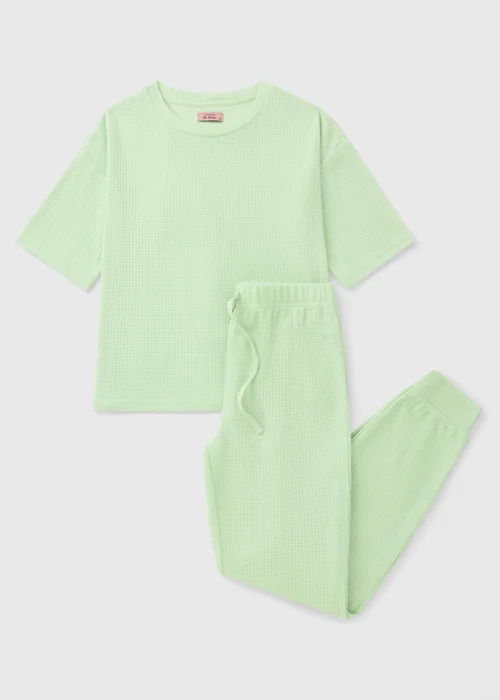 Sage Green Waffle Cuffed Leg Pyjama Set - Extra small Image 3