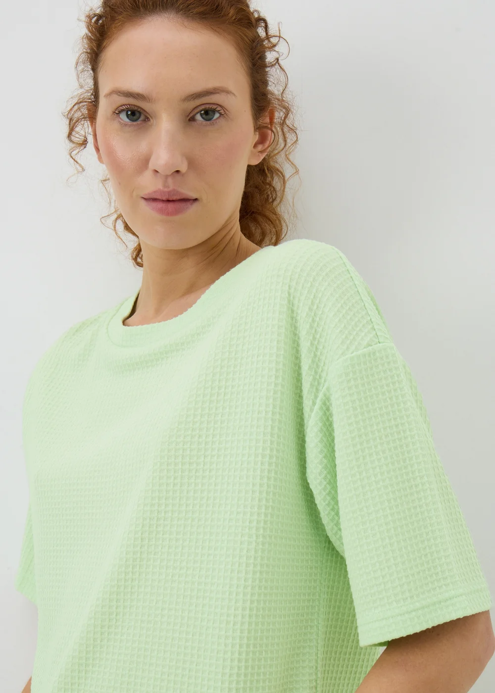 Sage Green Waffle Cuffed Leg Pyjama Set - Extra small Image 2