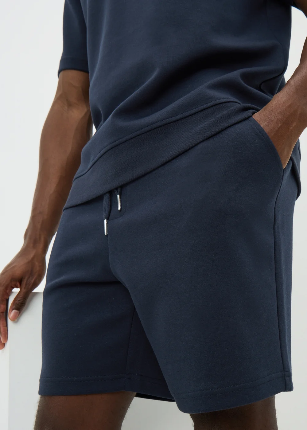 Navy Elevated Co Ord Jogger Shorts - XS Image 2