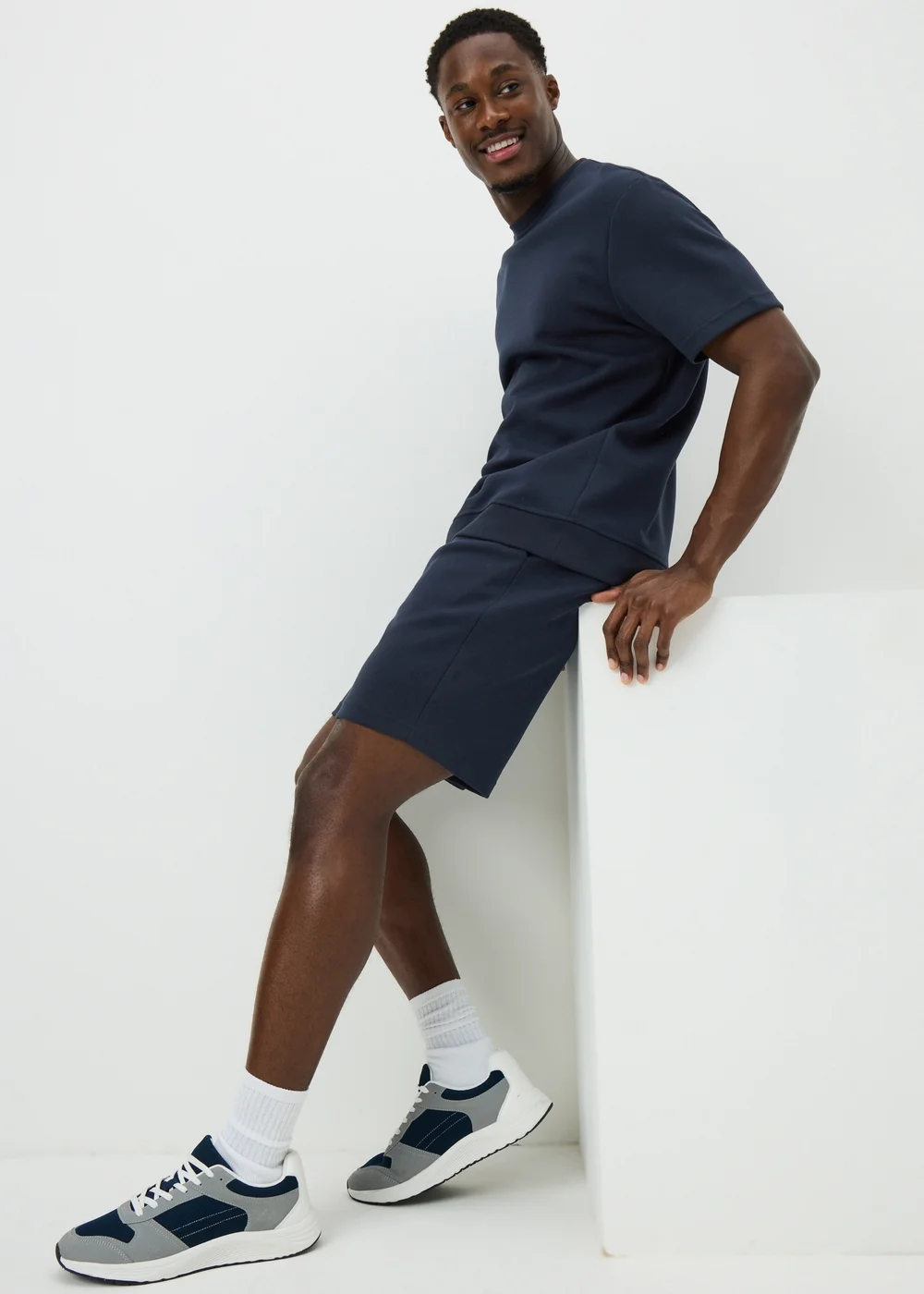 Navy Elevated Co Ord Jogger Shorts - XS Image 3