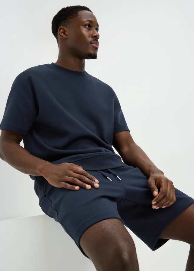 Navy Elevated Co Ord Jogger Shorts