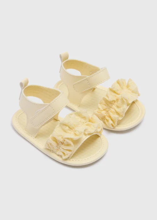 Baby Yellow Broderie Sandals (Newborn-18mths) - Age 0 - 3 Months Image 1