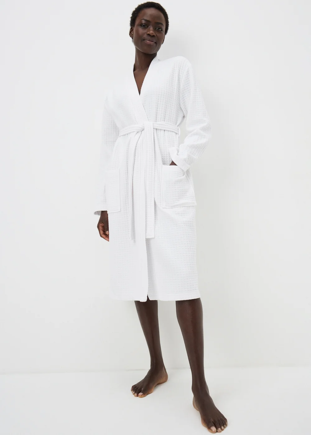 White Waffle Dressing Gown - Extra small Image 1