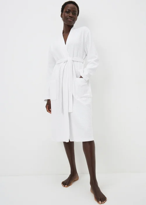 White Waffle Dressing Gown - Extra small Image 1