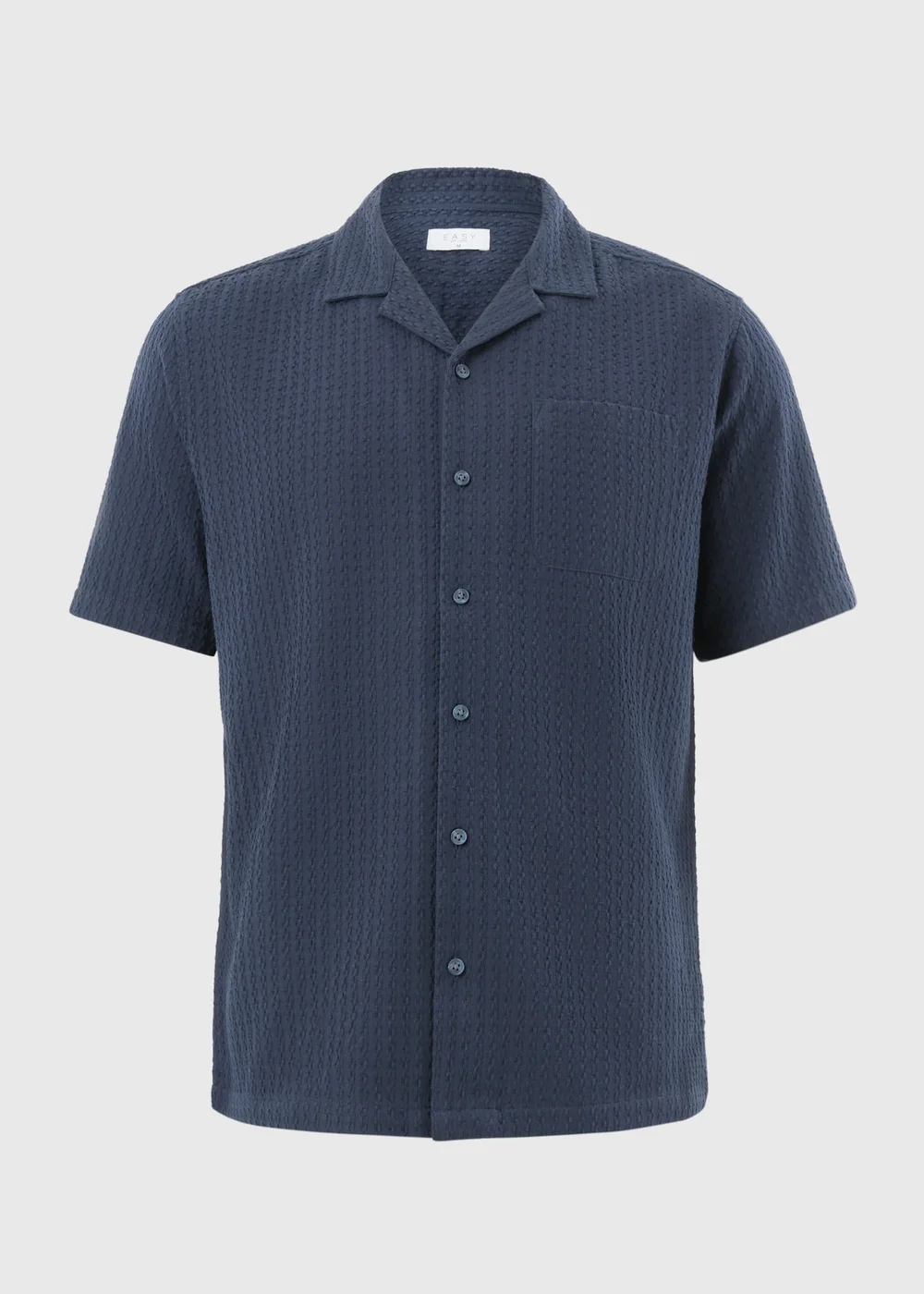 Navy Textured Short Sleeve Shirt - S Image 4