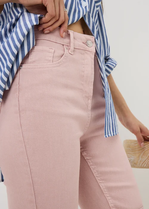 Pink Stretch Knee Length Denim Shorts - 22 Image 3