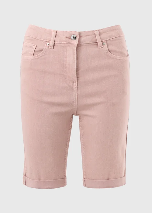 Pink Stretch Knee Length Denim Shorts - 22 Image 4