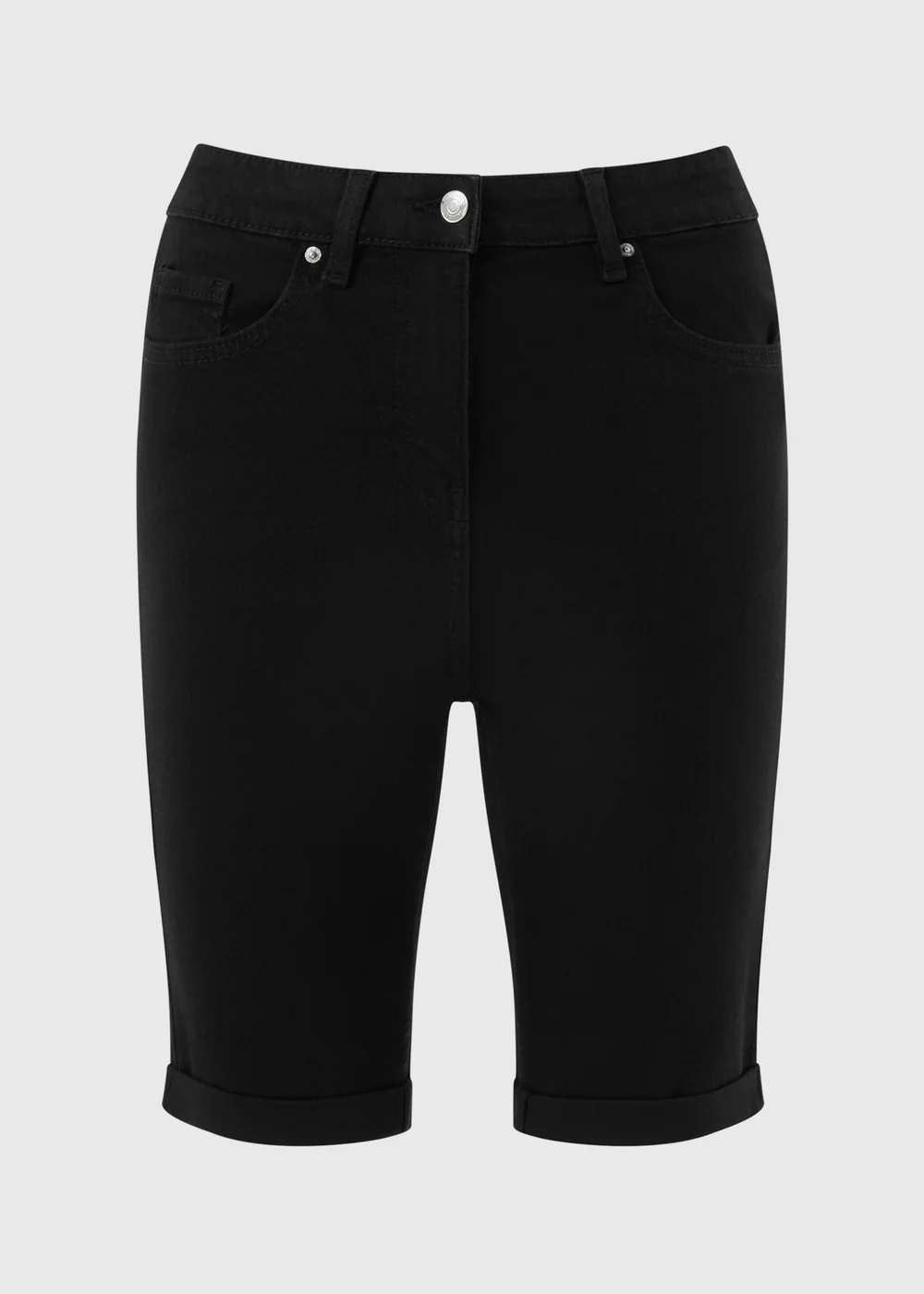 Black Knee Length Denim Shorts - Size 8 Image 4