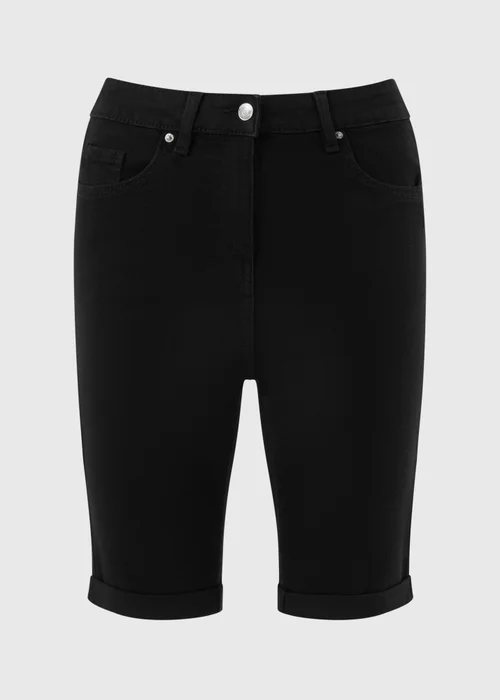 Black Knee Length Denim Shorts - Size 8 Image 4