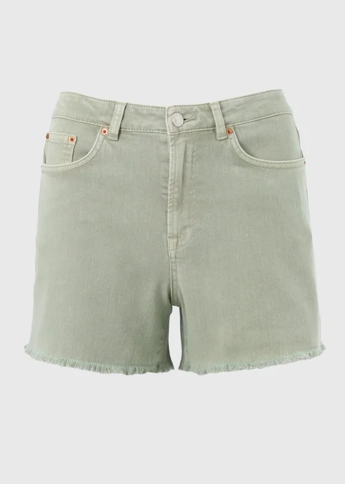 Green Stretch Frayed Denim Shorts - 20 Image 3