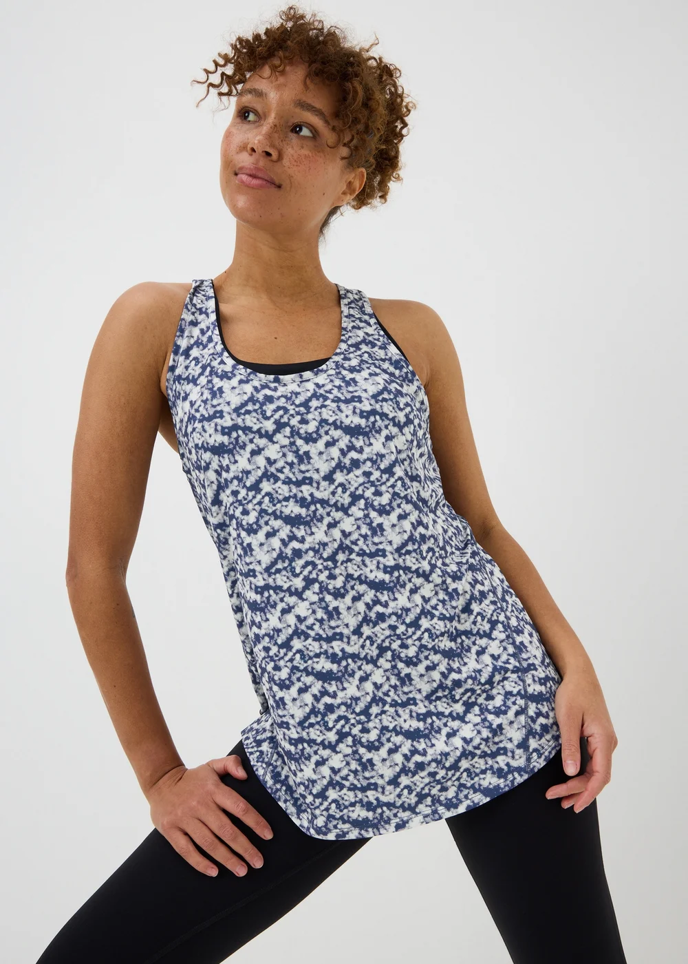 Souluxe Blue Mottle Print Sports Vest Top - S Image 1