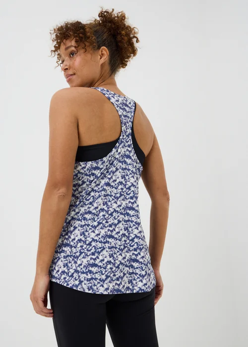 Souluxe Blue Mottle Print Sports Vest Top - S Image 2
