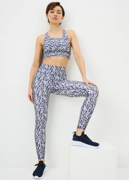 Souluxe Blue Mottle Print Gym Leggings - 22 Image 3