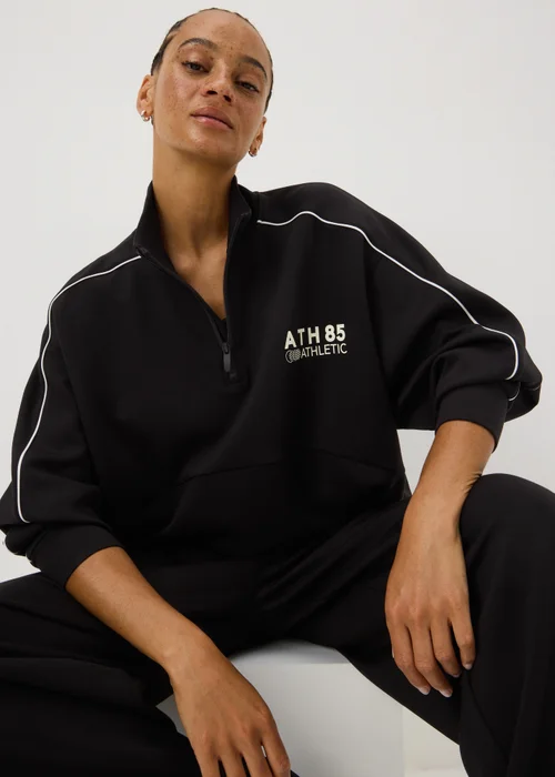 Souluxe Black Piped Funnel Neck Co Ord Sweatshirt - S Image 1