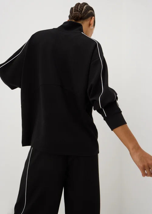 Souluxe Black Piped Funnel Neck Co Ord Sweatshirt - S Image 2