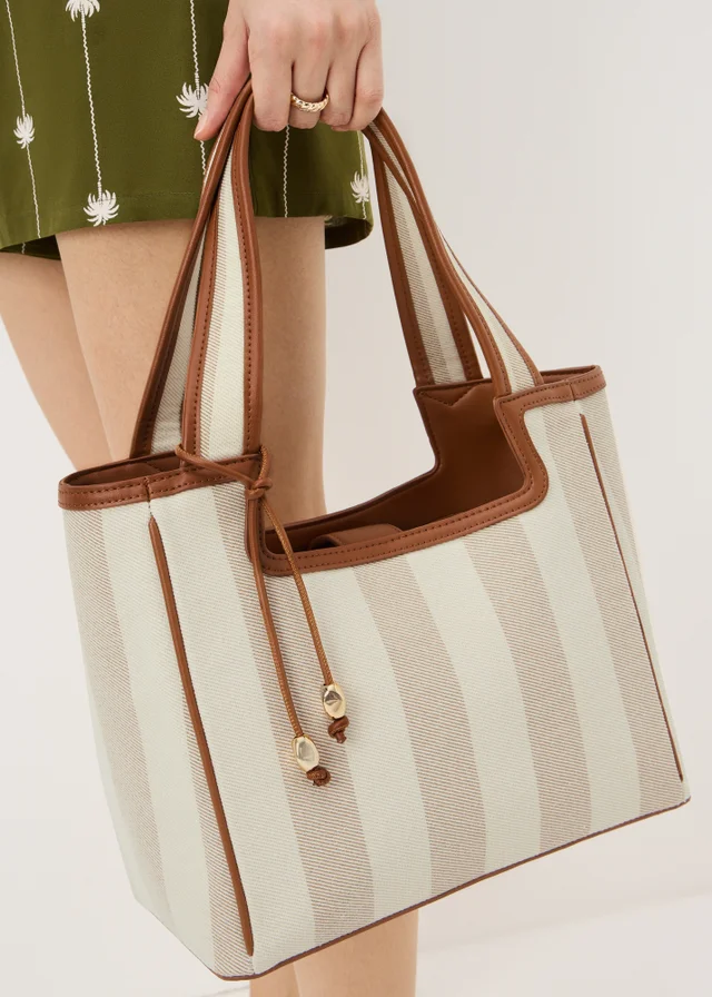 Natural Stripe Boxy Tote Bag