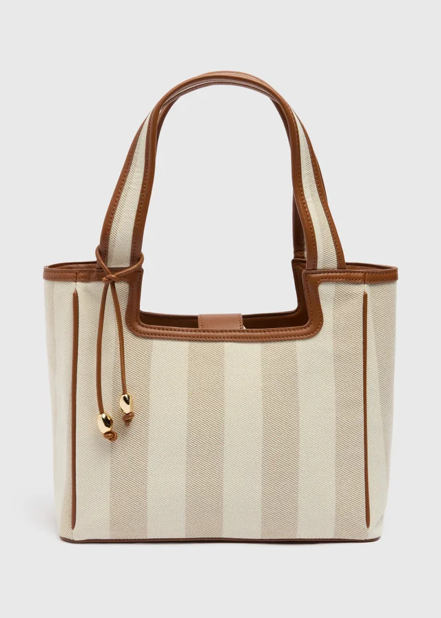 Natural Stripe Boxy Tote Bag