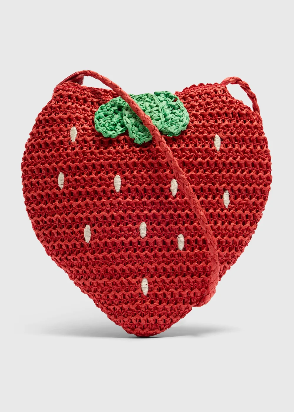 Girls Red Strawberry Straw Bag - One Size Image 1