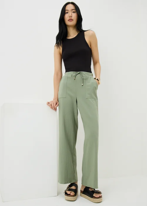 Sage Green Full Length Clipper Trousers - 10 Image 1