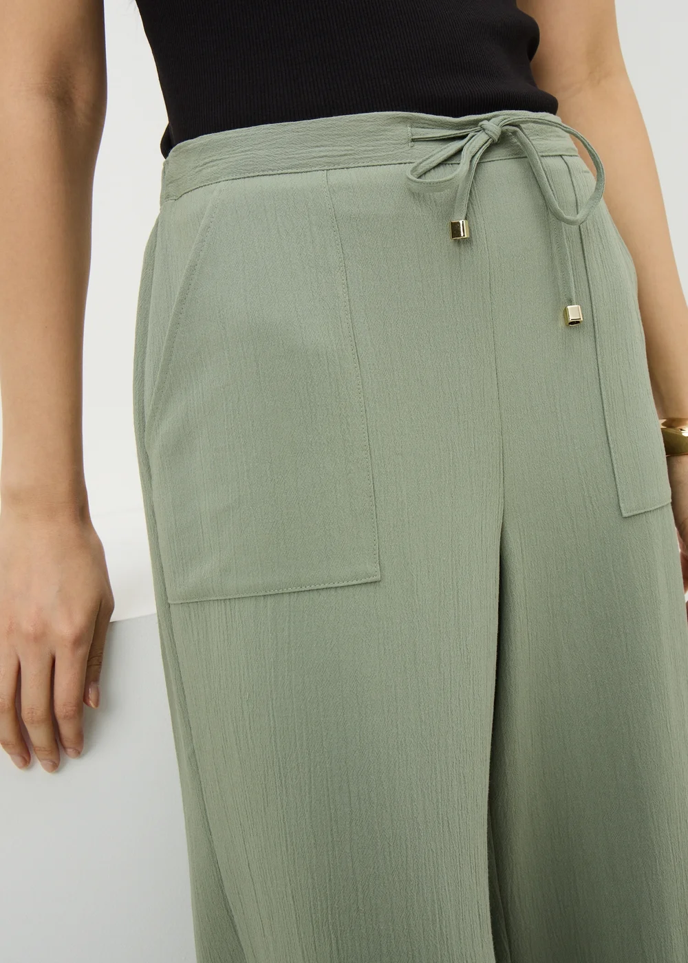 Sage Green Full Length Clipper Trousers - 10 Image 2