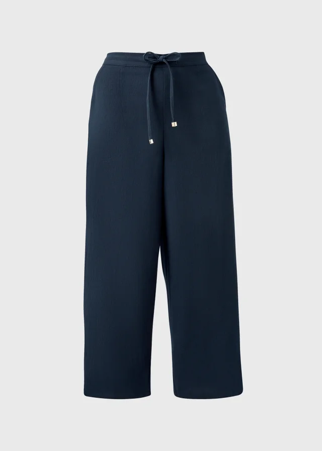 Navy Cropped Clipper Trousers