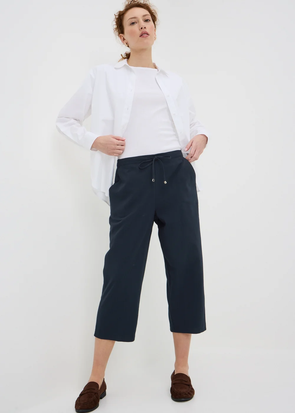 Navy Cropped Clipper Trousers - 8 Image 1