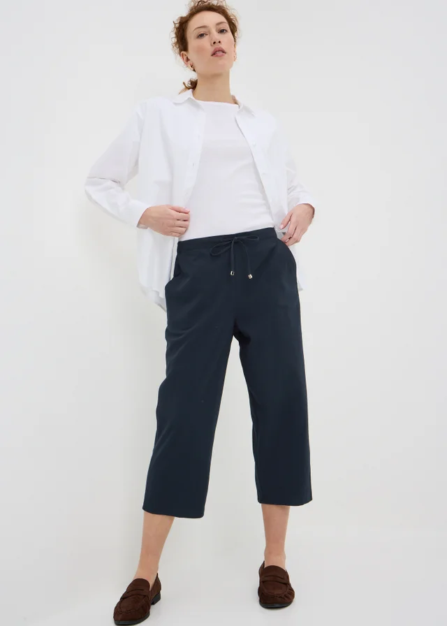 Navy Cropped Clipper Trousers