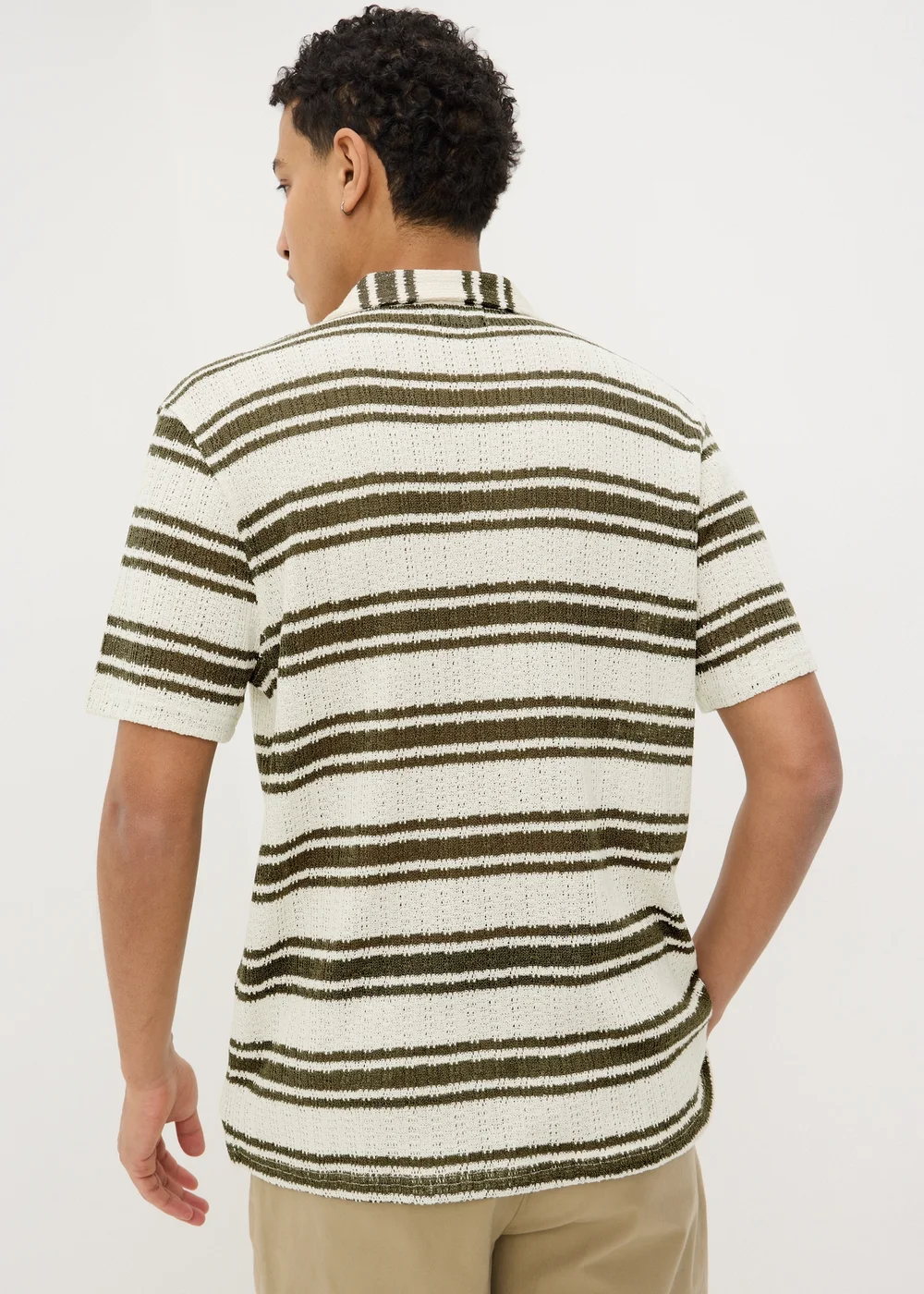 Ecru Stripe Knit Look Shirt - S Image 3