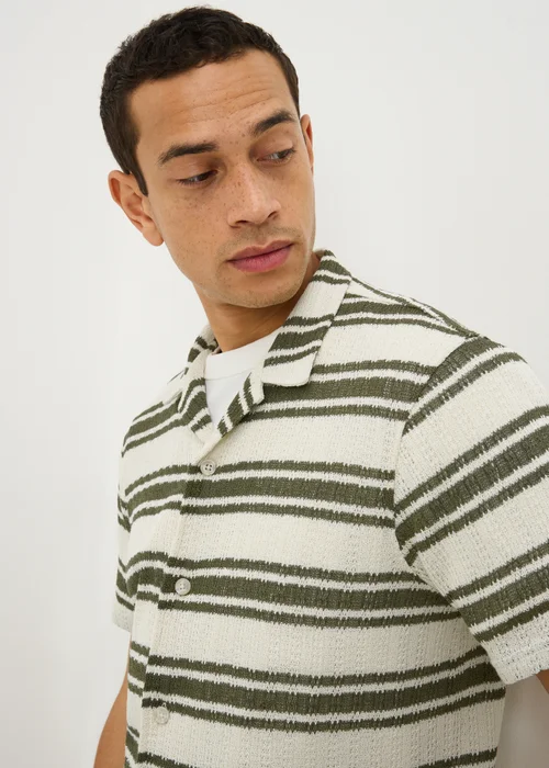 Ecru Stripe Knit Look Shirt - S Image 2