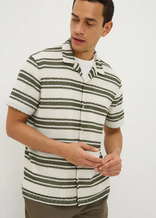 Ecru Stripe Knit Look Shirt - S Image 1