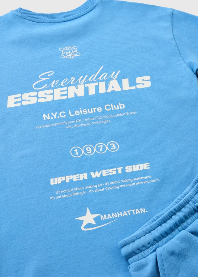 Boys Blue Essentials Top & Short Set (7-15yrs)