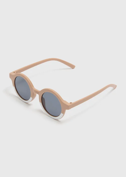 Boys Beige Oval Sunglasses Image 1