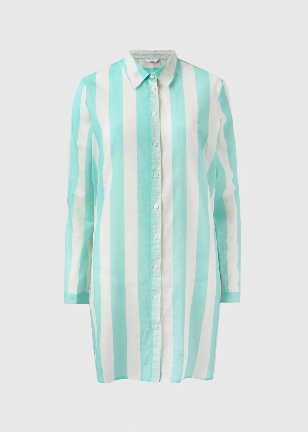 Aqua Blue Stripe Back Graphic Beach Shirt - XS Image 3