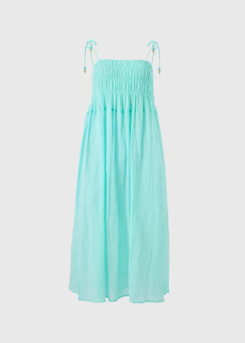 Aqua Blue Crinkle Midi Beach Dress - XS Image 3