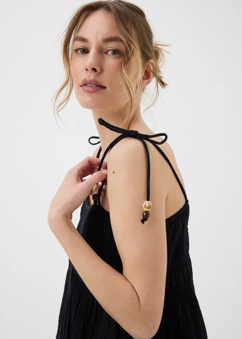 Black Crinkle Midi Beach Dress - XS Image 2