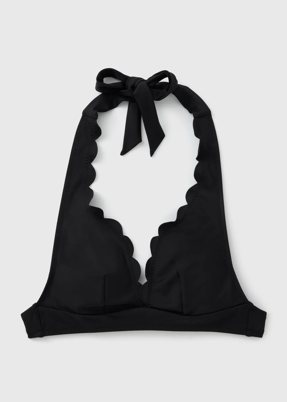 Black Scallop Halter Neck Bikini Top - 6 Image 3