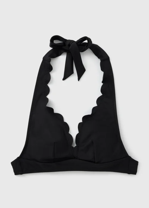 Black Scallop Halter Neck Bikini Top - 6 Image 3
