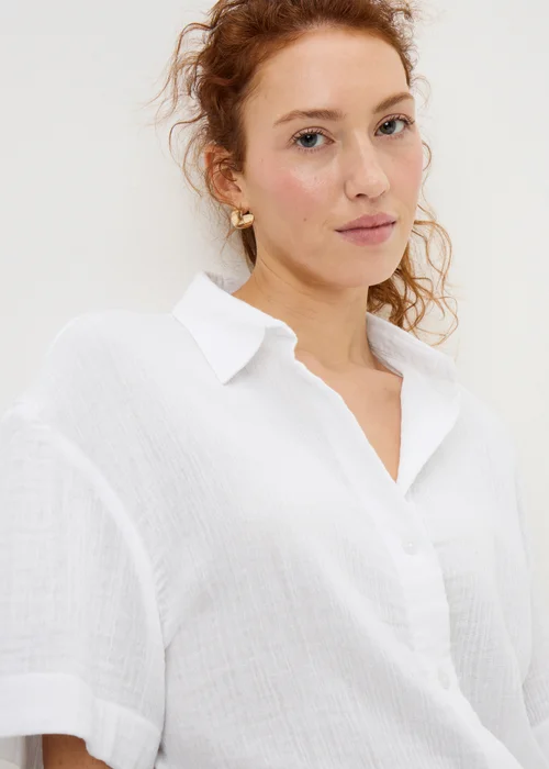 White Double Cloth Co Ord Beach Shirt - XL Image 2
