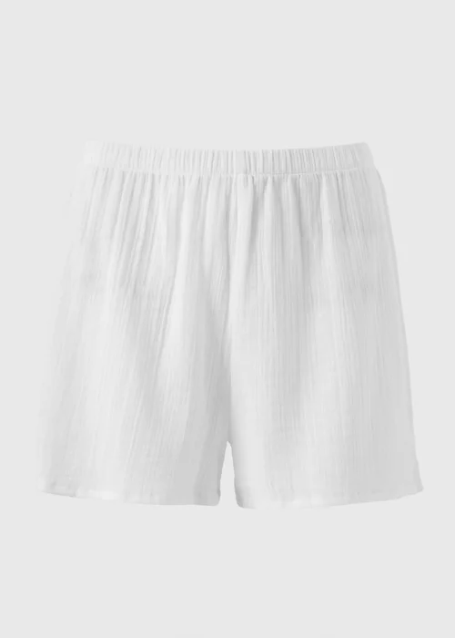 White Double Cloth Co Ord Beach Shorts - XS Image 4