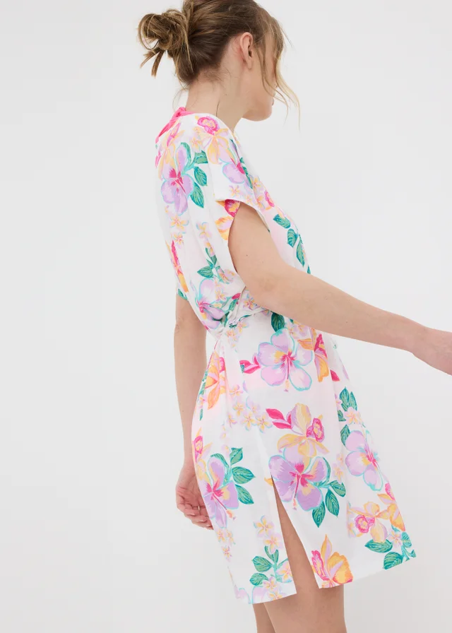 White Tropical Floral Kaftan