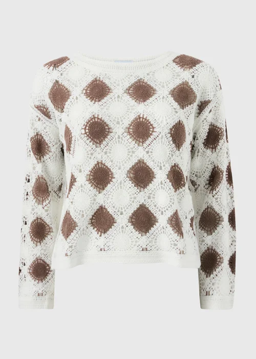 Chocolate Brown Crochet Patchwork Jumper - XS Image 2