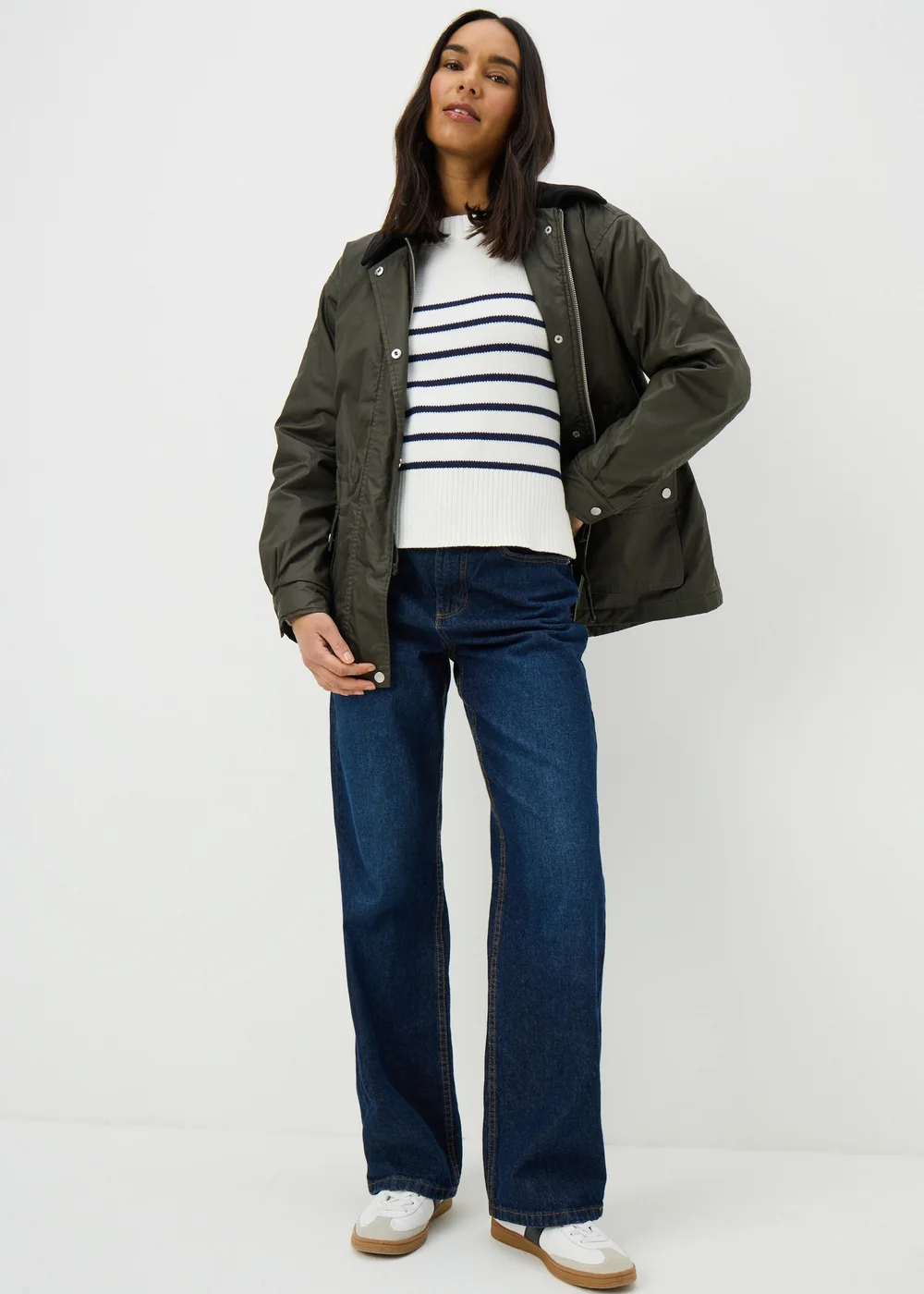 Navy Stripe Rib Hem Jumper - XS Image 2