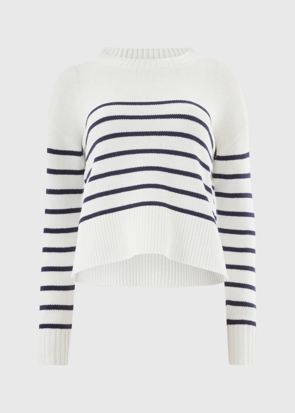 Navy Stripe Rib Hem Jumper - XS Image 4