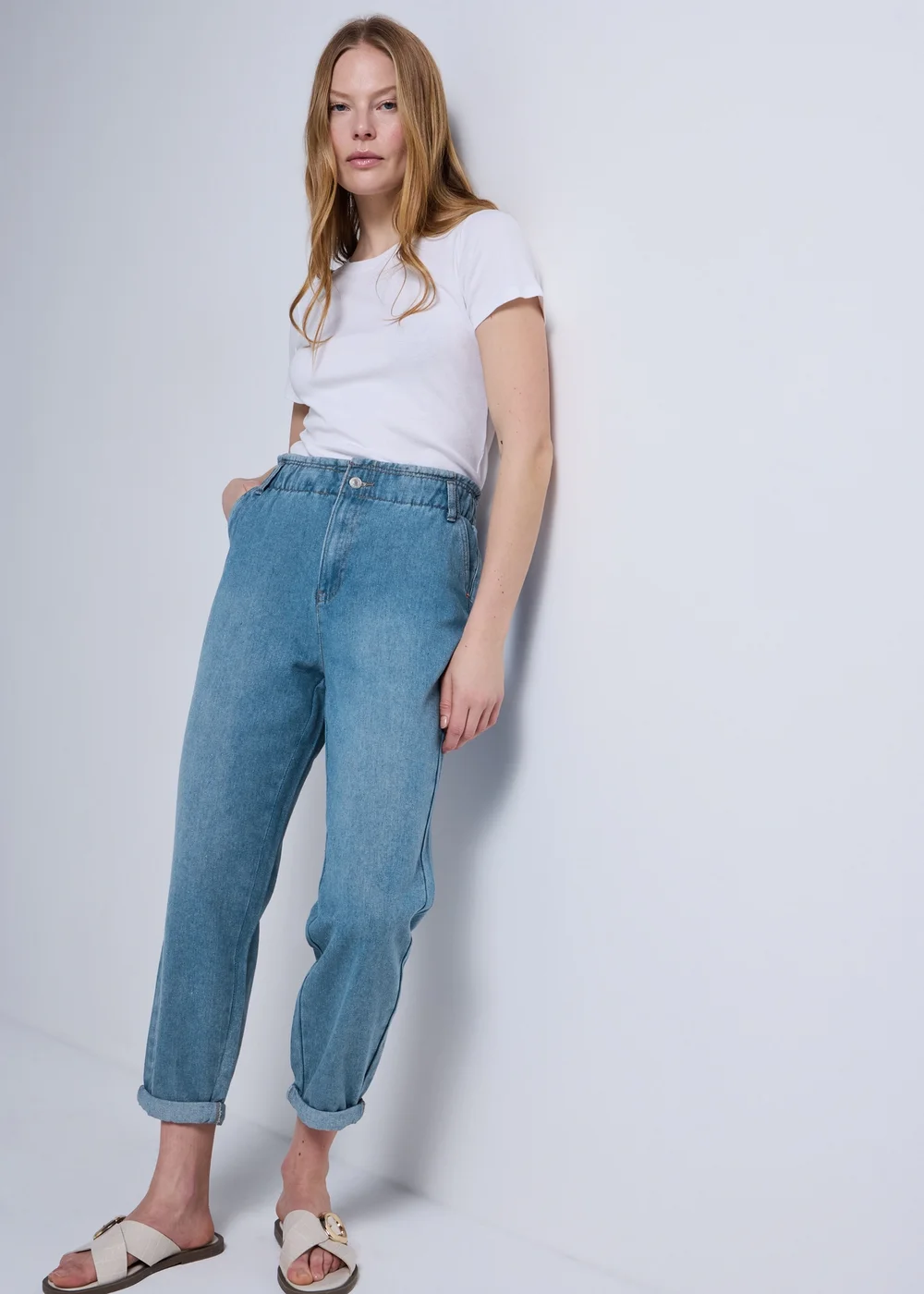 Mid Wash Paperbag Jeans - 8 Image 2