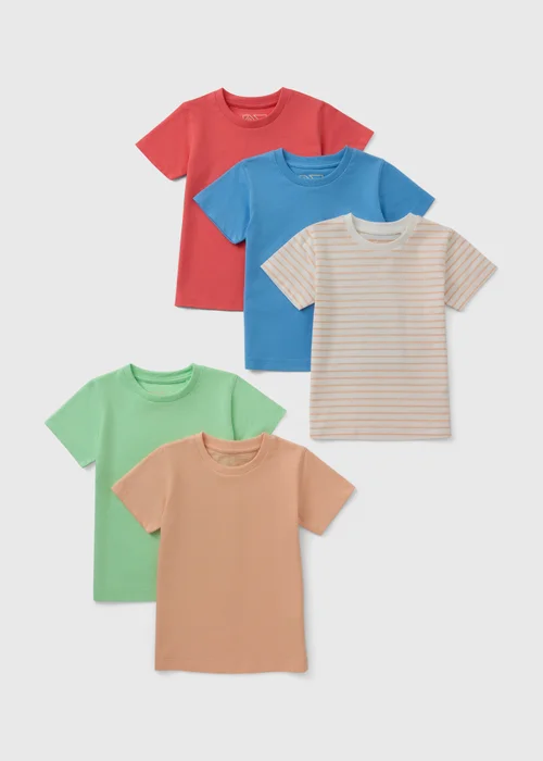 5 Pack Boys Multicoloured Summer T-Shirts (1-7 Years) - 4-5 Yrs Image 1