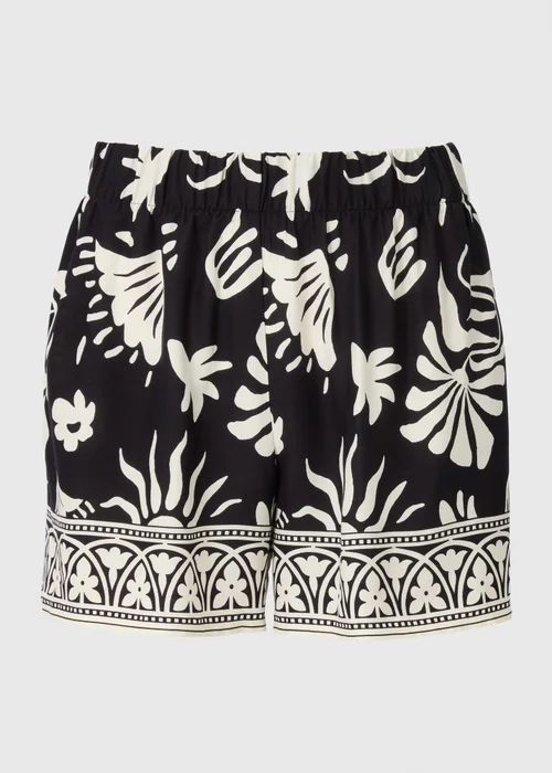 Black Sun Print Viscose Co Ord Shorts - Size 10 Image 4