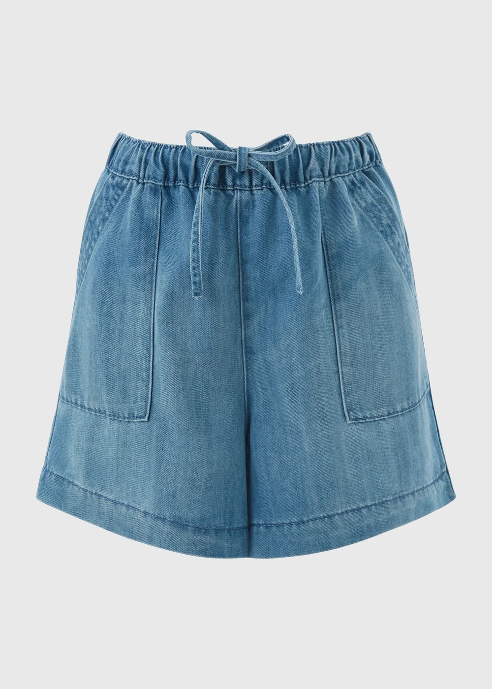 Mid Wash Denim Comfort Utility Shorts - Size 12 Image 2